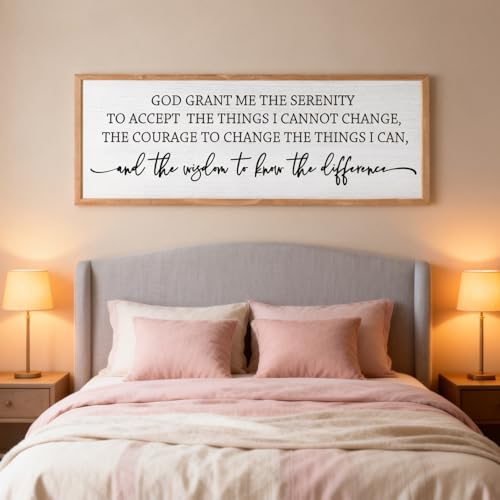 Serenity Prayer Rustic Bible Verse Framed Wall Art, 40''×15'' Vintage Religious Christian Saying Sign for God Jesus Christ Prayer, Positive Horizontal Holy Inspirational Catholic Scripture Gift Decor - color: Natural Frame, style: Serenity Prayer