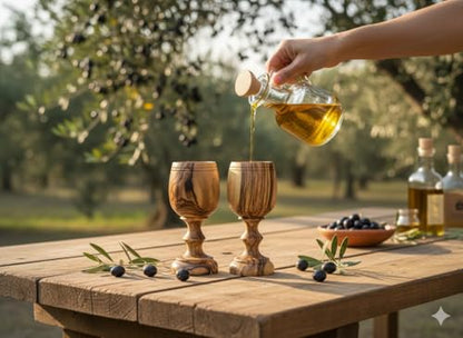 Zuluf Wood Communion Cup Set, 2 Cups, Brown, Hand Wash Only, Religious Ceremony, 4.6 Inch Medium Size