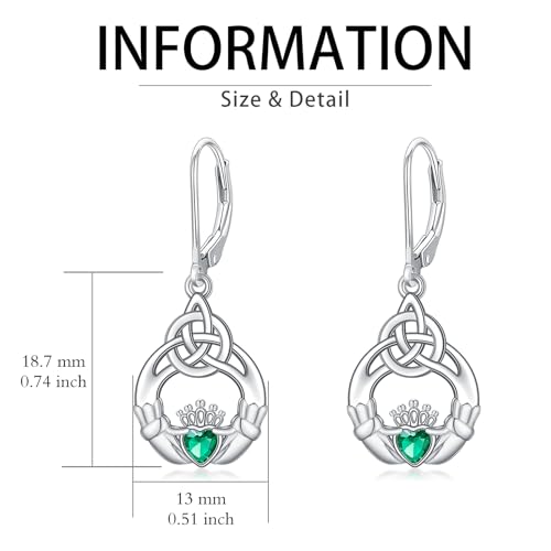 HPQQ Earrings for Women Sterling Silver Dangle Earrings Birthday Christmas Jewelry Gifts for Women Wife Mom - color: White Gold-Claddagh-B