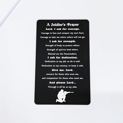 Inspirational Gifts for Soldier - Engraved Metal Soldier's Prayer Card