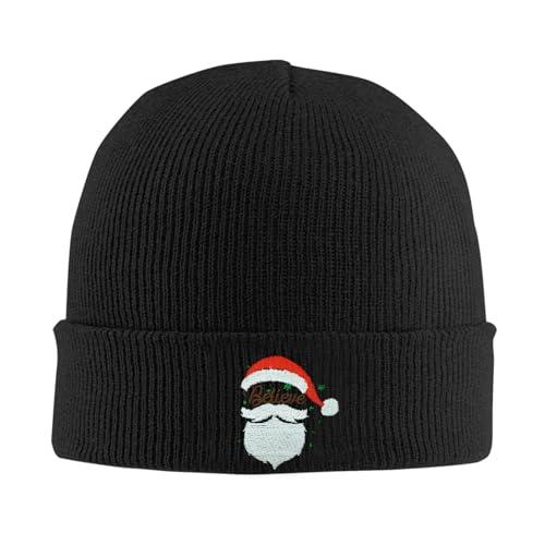 Cat Dad Beanie Hat Winter Cuffed Knit Hat Skull Watch Cap Embroidery Fisherman Beanies for Women Men Unisex - color: Santa Claus