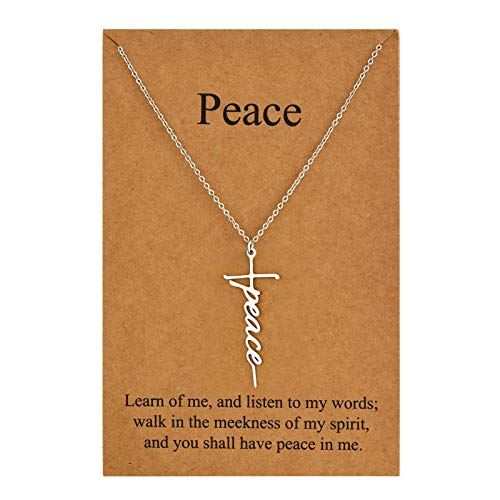 Lcherry Faith Cross Pendant Necklace for Women Religious Christian Jewelry Birthday Christmas Gifts for Women - style: 25-Peace