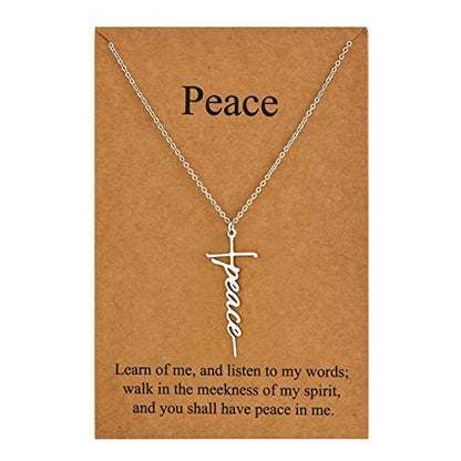 Lcherry Faith Cross Pendant Necklace for Women Religious Christian Jewelry Birthday Christmas Gifts for Women - style: 25-Peace