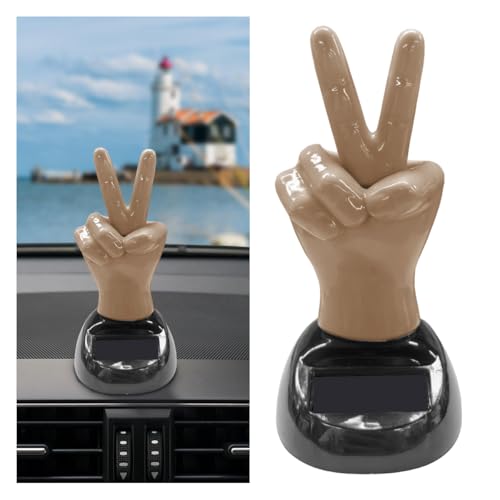 Swing Finger Car Dashboard Decoration, Solar Powered Waving Hand Figure Ornament, Funny Stress Relief Interior Decor for Car Home Office(Skin) - color: Skin