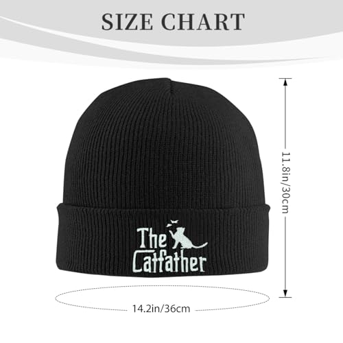 Cat Dad Beanie Hat Winter Cuffed Knit Hat Skull Watch Cap Embroidery Fisherman Beanies for Women Men Unisex - color: Cat Dad