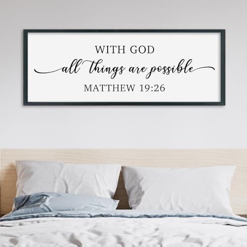 SRSZHIYUE With God All Things are Possible Framed Wall Art 40''×15'' Black - color: With God All Things (Black), size: 40"L x 15"W