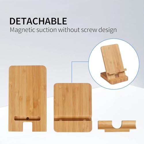 Wood Phone Stand, Desktop Wooden Phone Holder, Portable Office Phone Stand for Desk, Wood ipad Stand， Compatible with iPhone & All Cell Phones(Bamboo) - color: bamboo-1