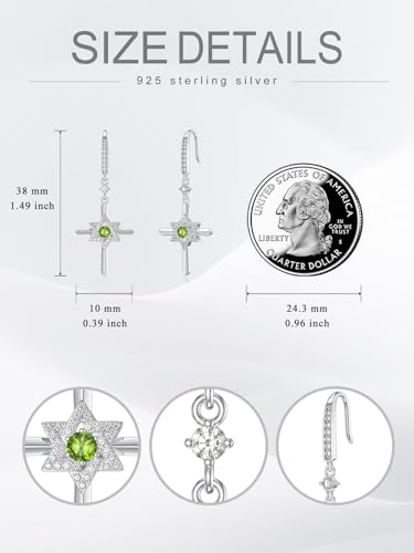 Seiyang Cross Birthstone Earring 925 Sterling Silver Cross Dangle Drop Earrings with 12 Months Birthstone Birthday Jewelry Gifts for Women Mom Her - color: 08-August, size: Style B