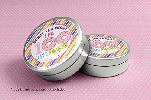 100 Days Smarter Donut Themed 100th Day of School Stickers, 40 2" Circle Stickers by Amanda Creation, Great for Teachers to Give Students to Celebrate 100 Days of Learning - style: Donut
