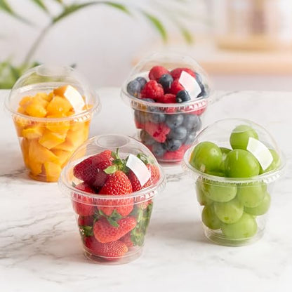 9 oz Plastic Dessert Cups with Dome Lids No Hole, 50 Pack