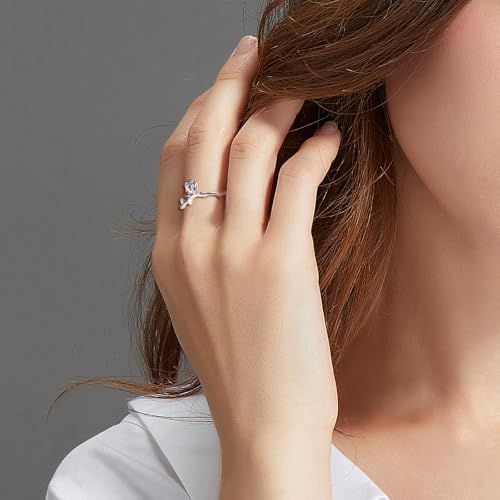925 Sterling Silver Celtic Knot Open Adjustable Ring for Women Size 4-7 - color: Rose Ring
