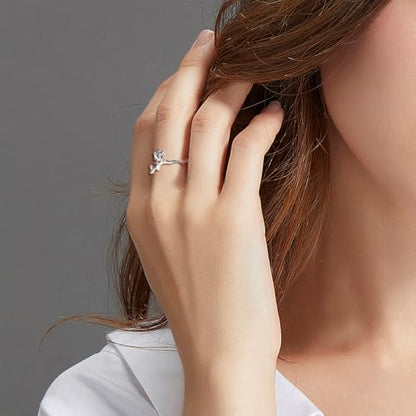 925 Sterling Silver Celtic Knot Open Adjustable Ring for Women Size 4-7 - color: Rose Ring
