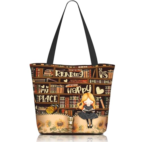 Bible Tote Bags for Women Christian Tote Bag Religious Church Bags for Women Organizer Christian Gift With Zipper - color: Book Lovers