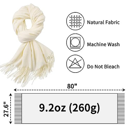 Clothirily Womens Winter Scarf, Oversized Long Blanket Plaid Shawl Wrap - color: White