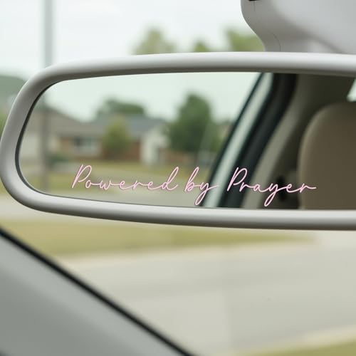 3XPowered by Prayer Sticker, Christian Vinyl Decal for Car Window & Laptop, Inspirational Bible Verse Faith Sticker, Religious Gift for Women Men Teens (Pink) - color: Pink