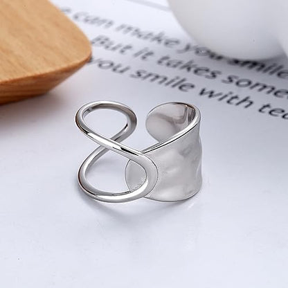 Handmade Rings 925 Sterling Silver Band Ring Adjustable Open Knuckle Rings Thumb Ring Statement Rings for Women Minimalist Jewelry - color: Pattern 1