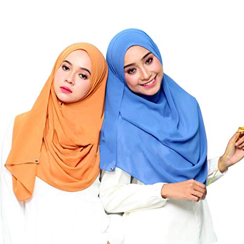 LMVERNA Solid Color Bubble Chiffon Scarf for Women Fashion Soft Hijab Long Scarfs Wrap Scarves - color: Copper