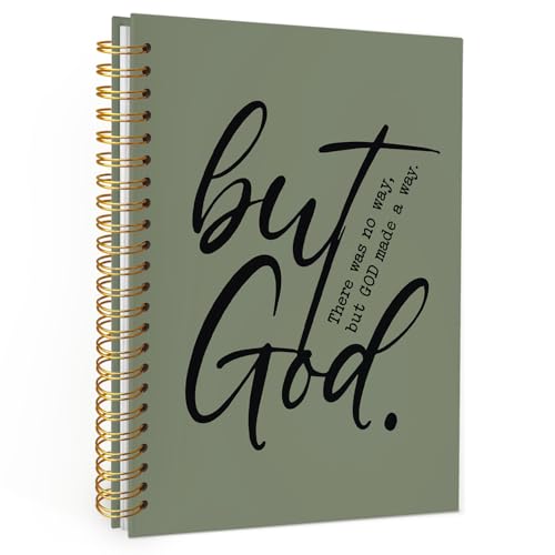 Wheatwin Bible Notebook, But God Christian Notebook Journal, Christian Gifts for Men Women, Inspirational Christian Hardcover Spiral Notebook 5.5x8.3 - Green - color: But god - Green
