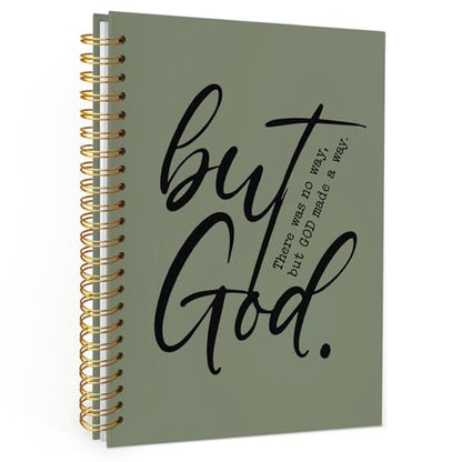 Wheatwin Bible Notebook, But God Christian Notebook Journal, Christian Gifts for Men Women, Inspirational Christian Hardcover Spiral Notebook 5.5x8.3 - Green - color: But god - Green
