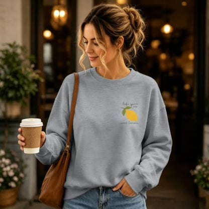 BINTEHGS Christian Sweatshirts For Women My Jesus Making Lemonade Graphic Faith Crewneck Pullover Religious Long Sleeve Shirt - color: Light Gray, size: X-Large