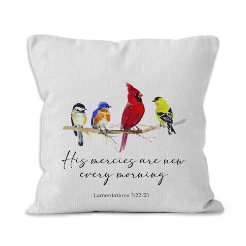 Christian Bird Throw Pillow Covers 18x18, Religious Bible Verse Scripture Decorative Pillow Covers for Home Bedroom Living Room Church, Christian Bird Accent Pillows Cover Pillowcases - color: Blue With White Accents