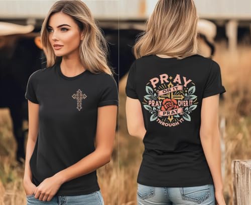Christian Jesus Faith T Shirts for Women - color: Black1, size: Large