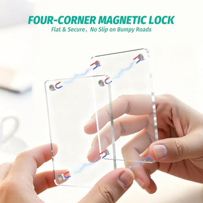 2Pcs Car Picture Holder for Sun Visor,Clear Acrylic & Strong Magnetic Car Visor Photo Clip with Safe Driving &Guardian Icons Stickers, Cute Car Accessories,Gift for Family & Friends (2.8x4.7) - size: 2.8x4.7
