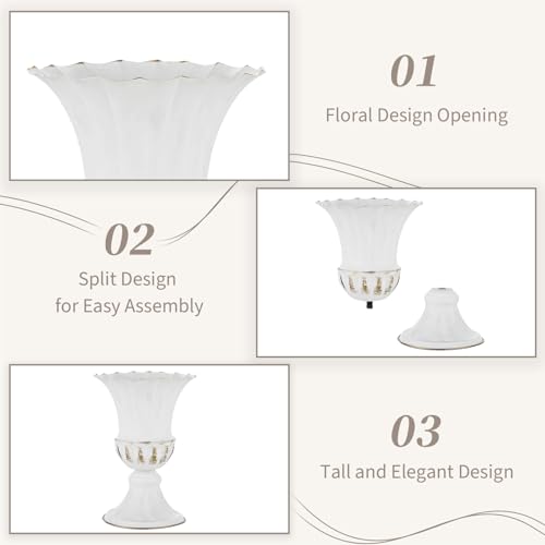 Sziqiqi White Metal Vase for Centerpiece, Table Flower Arrangements, 10Pcs - color: White, size: 9in-10pcs