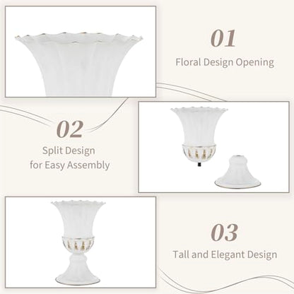 Sziqiqi White Metal Vase for Centerpiece, Table Flower Arrangements, 10Pcs - color: White, size: 9in-10pcs