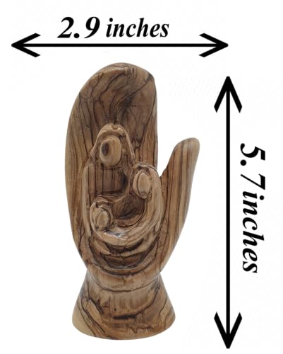 Zuluf Olive Wood Hand of God Holding Holy Family Statue 5.7 Inch, Hand-Carved Bethlehem Divine Providence Sculpture with Mary Joseph and Baby Jesus, Catholic Christian Wedding Housewarming Gift - color: 5.7" Hand of God Family