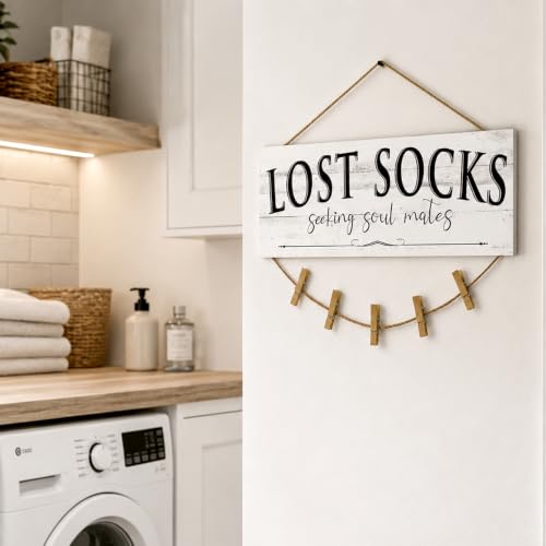 Laundry Room Signs Lost Socks Hanging Decor Wall 6" x 14.5" - color: Lost Socks A