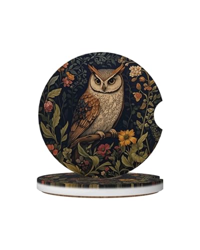 Ceramic Car Cup Coasters 2PCS - Owl - color: Owl