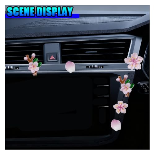 5PCS Peach Blossoms Car Dashboard Decoration (Pink) - color: Pink