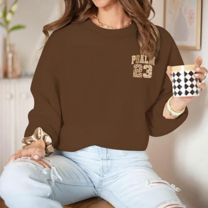 BeWithYou Christian Sweatshirts for Women Psalm 23 Sweatshirt Jesus Faith Long Sleeve Shirt Bible Verse Graphic Pullover Tops - color: Brown, size: Medium