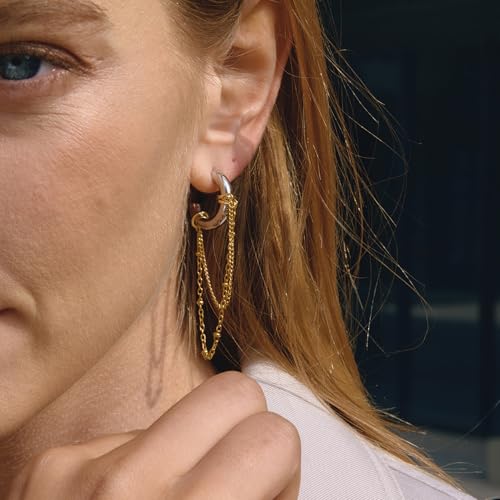Gold Dangle Earrings for Women，Tassel Hoop Earrings with Charms - color: E
