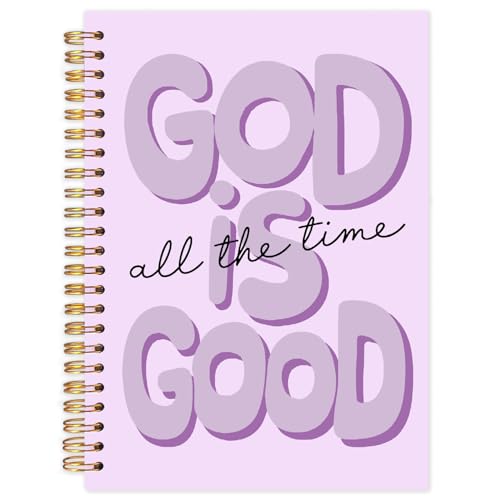 Yhtrg Purple Preppy God Is Good Notebooks, Brown Christian Spiral Notebook Gift for Women, Bible Journaling Notebooks for Office School Supplies, 5.5x8.3 Inch - color: god13