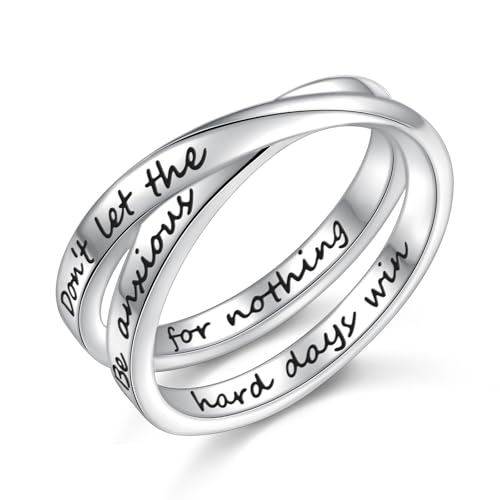 YinShan 925 Sterling Silver Inspirational Ring I am Enough Rings/God Grant Me The Serenity/Always Remember You Are Braver for Women Girls Size 6-9 - style: Don't Let the Hard Days Win