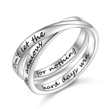 YinShan 925 Sterling Silver Inspirational Ring I am Enough Rings/God Grant Me The Serenity/Always Remember You Are Braver for Women Girls Size 6-9 - style: Don't Let the Hard Days Win