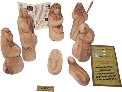 Holy Land Market Abstract Style Collectible Christmas Holiday Natural - Lacquer Free - Nativity Figurines Set - size: 5 Inches