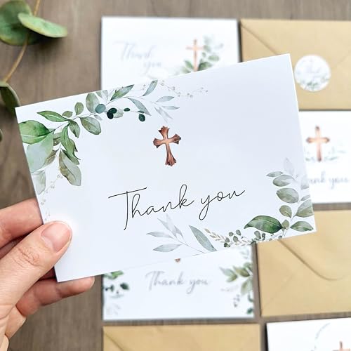 25 Pack Thank You Cards with Envelopes, 4x6in, Blank Inside - color: Green