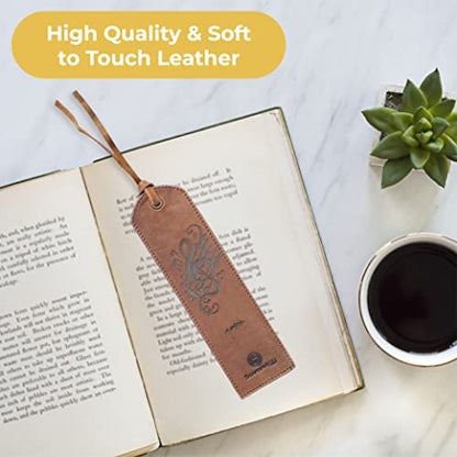 Leather Bookmarks for Men and Women | Quality Mens Bookmark with Music Notes | 2 Smooth Handmade Leather Book Markers for Men Women Book Lovers Readers (7x2) Leather Gift | Sovereign-Gear - style: Music