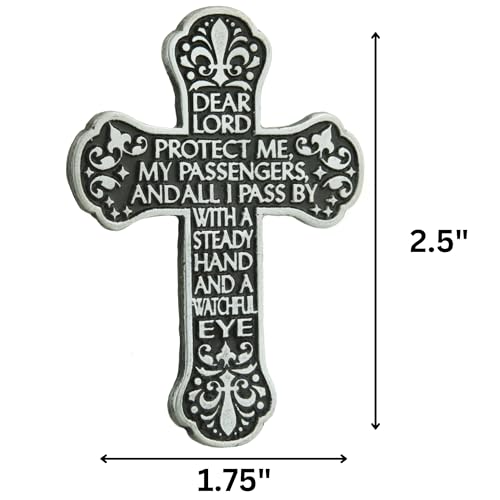 Needzo Motorist Prayer Cross Visor Clip, Religious Gifts of Protection for New Drivers and Passengers, 1 ¾ x 2 ½ Inches