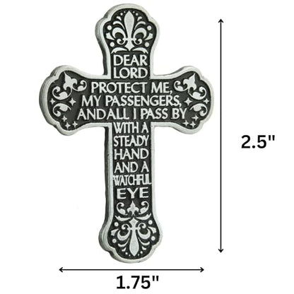 Needzo Motorist Prayer Cross Visor Clip, Religious Gifts of Protection for New Drivers and Passengers, 1 ¾ x 2 ½ Inches