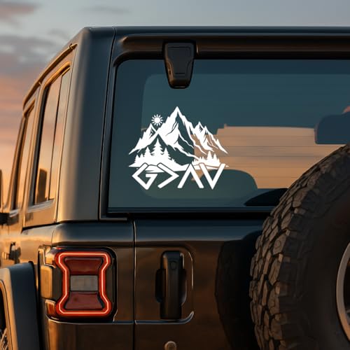 God is Greater Than The Highs and Lows Car Decal - Christian Faith Mountain Vinyl Sticker for SUV Truck Window Laptop - Gift for Believers