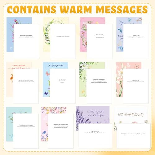 72 Pack Sympathy Cards with Envelopes & Stickers, Floral, Vibrant