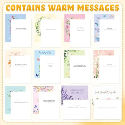 72 Pack Sympathy Cards with Envelopes & Stickers, Floral, Vibrant
