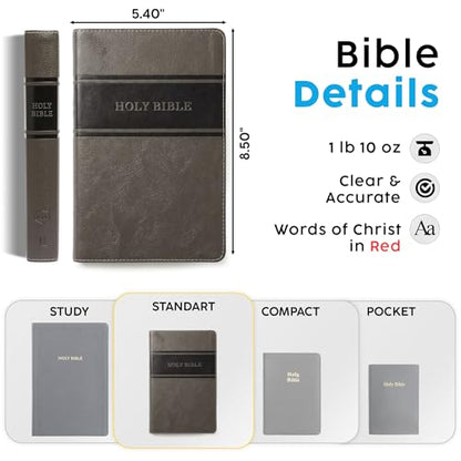 Personalized KJV Bible, Custom Name, School Name, Class of 2026 Design, King James Version, Red Letter, Deluxe Gift Edition, High School or Collage Graduate, Graduation Gift, Gray - color: Kjv Gray Deluxe, size: King James Version