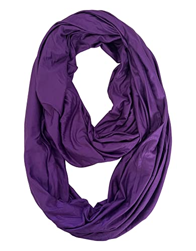 Lina & Lily Premium Modal Jersey Knit Women's Infinity Scarf Loop Lightweight - color: Dark Purple