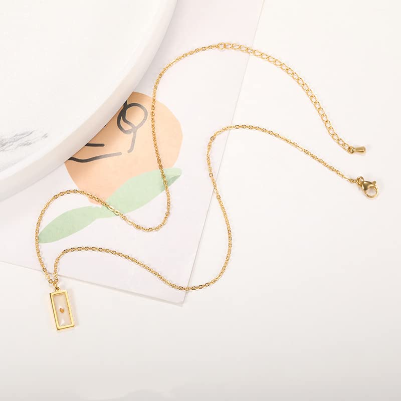 Mustard Seed Necklace - Rectangle, Round, Mountain, Hill Christian Faith Geometric Religious Inspirational Gift With Message Card - color: Gold, style: Retangle