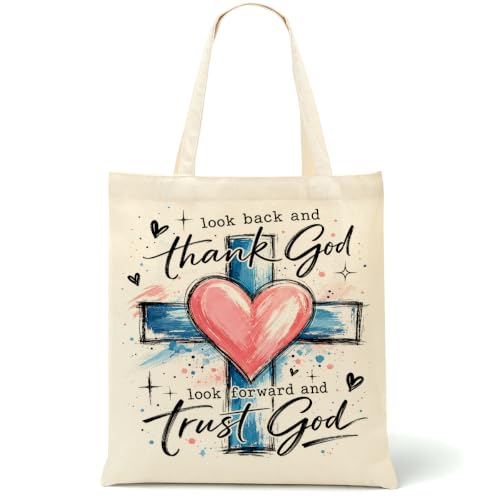 Faith Canvas Tote Bag, Christian Gifts for Women Mama Sister Inspirational Bible Verse Birthday Christmas - color: Christian 884